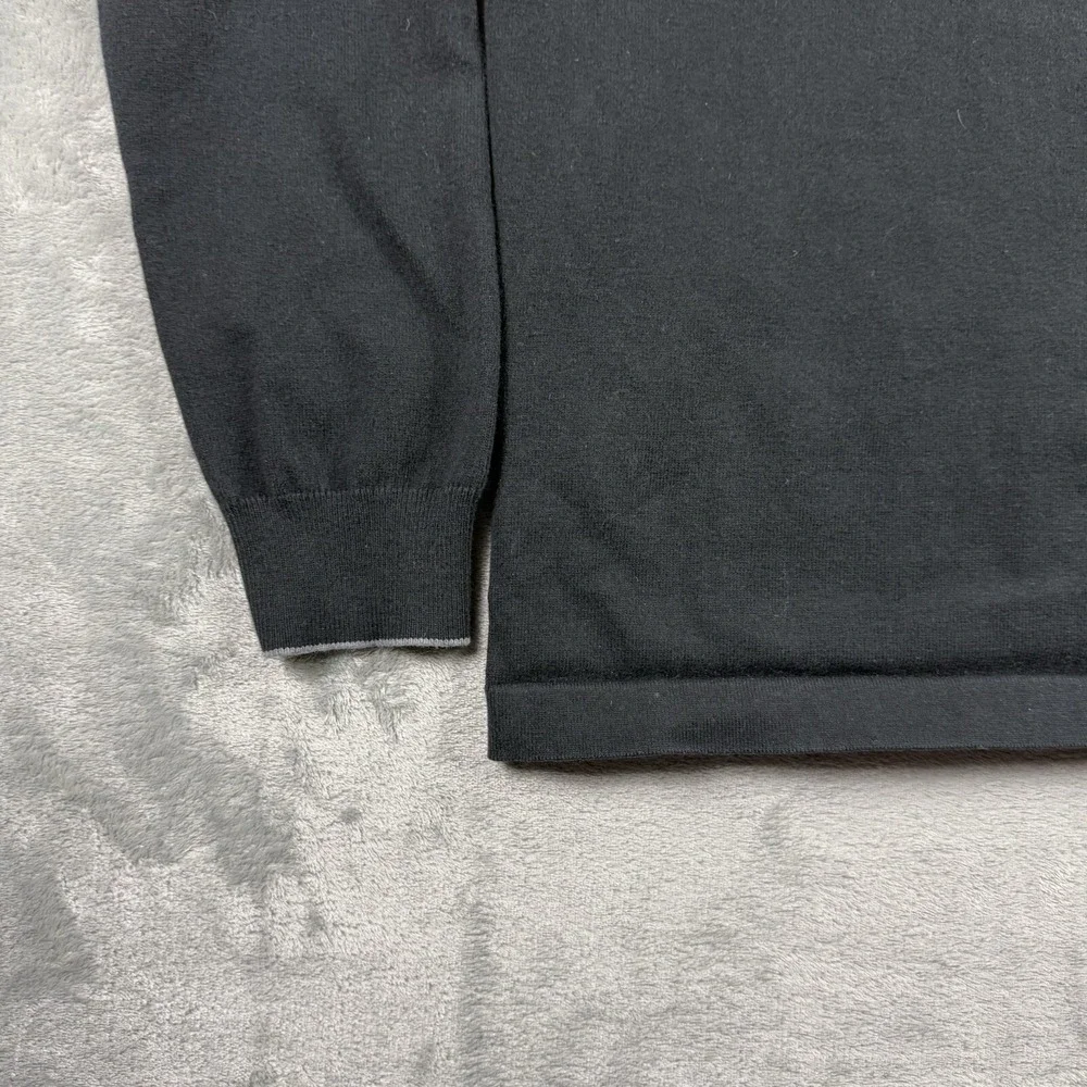 Banana Republic Sweater 1/4‎ Zip Pullover Mens Large Black Gray Cotton Cashmere